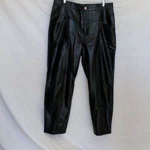 Zara Faux Leather High Waist Cropped Pants